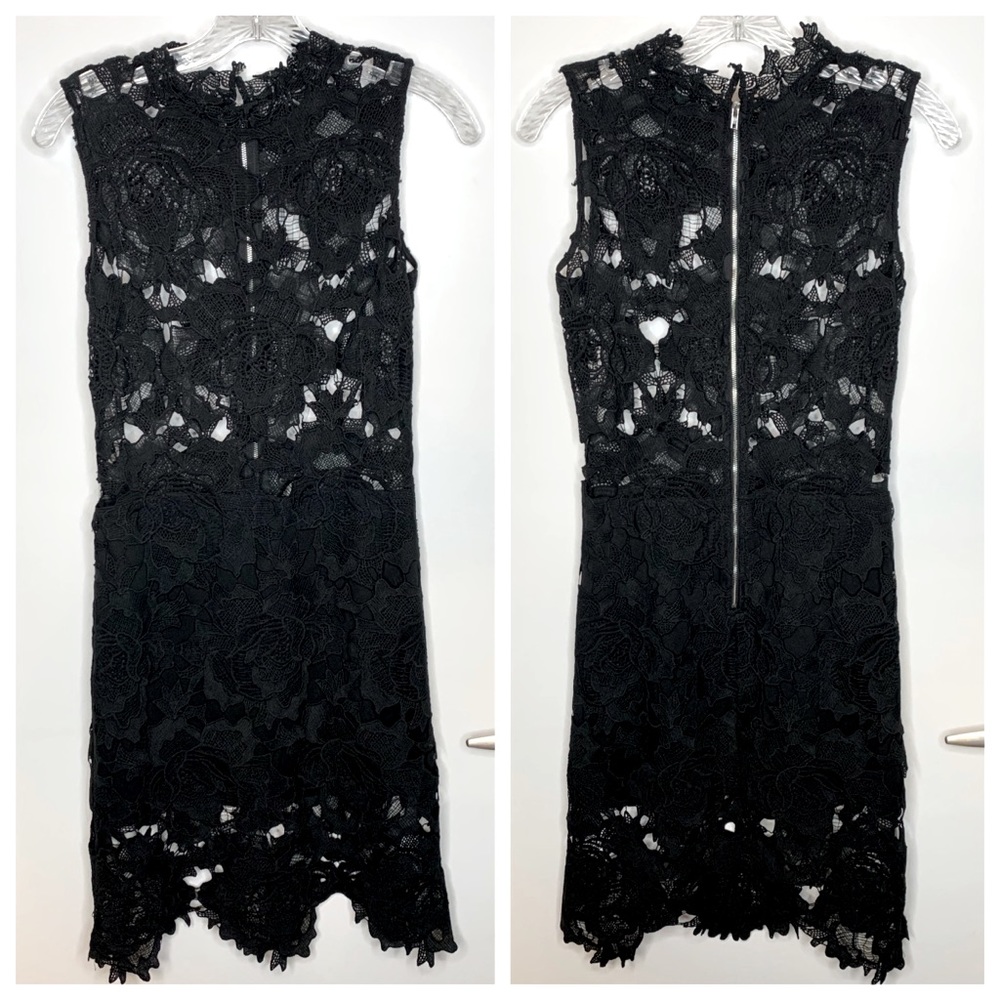 Sleeveless Black Lace Mini Dress